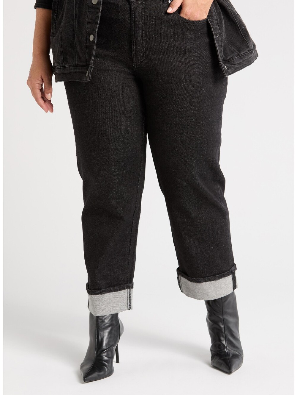 Universal Standard Stevie Cuff High Rise Jeans Black 16